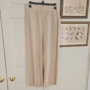 2 For $40 Cupio Light Beige Wide-Leg Linen Lounge Pants